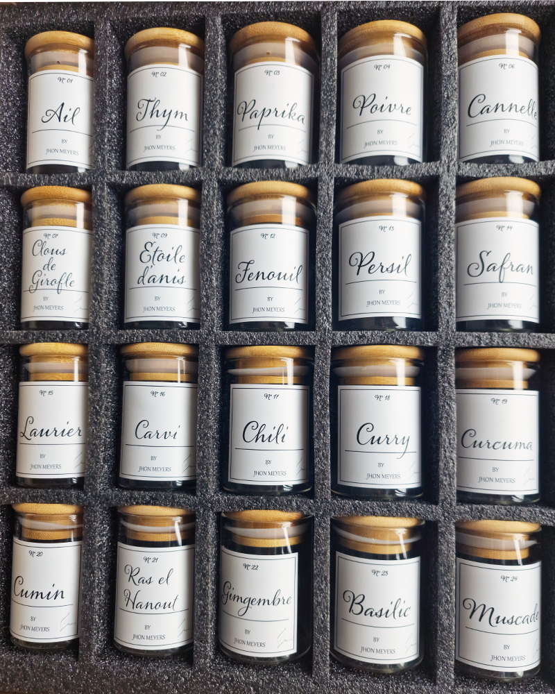 24  Etiquettes waterproof pour épices (Minimaliste)