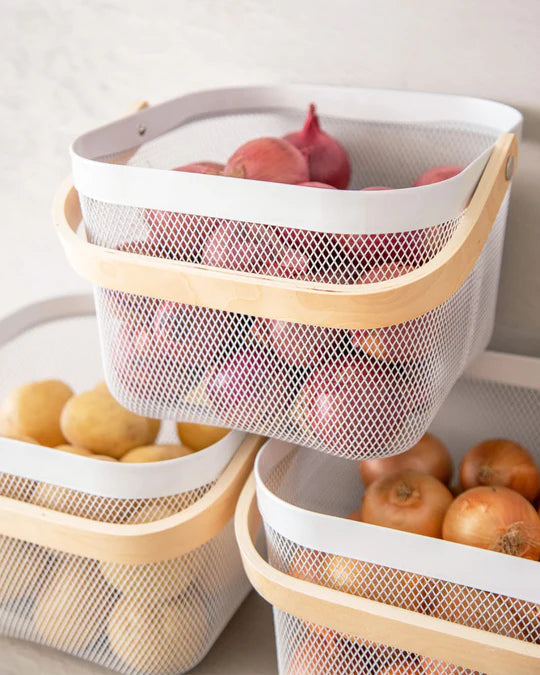 Basket with Wooden Handle