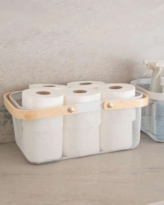 Large Basket with Wooden Handle