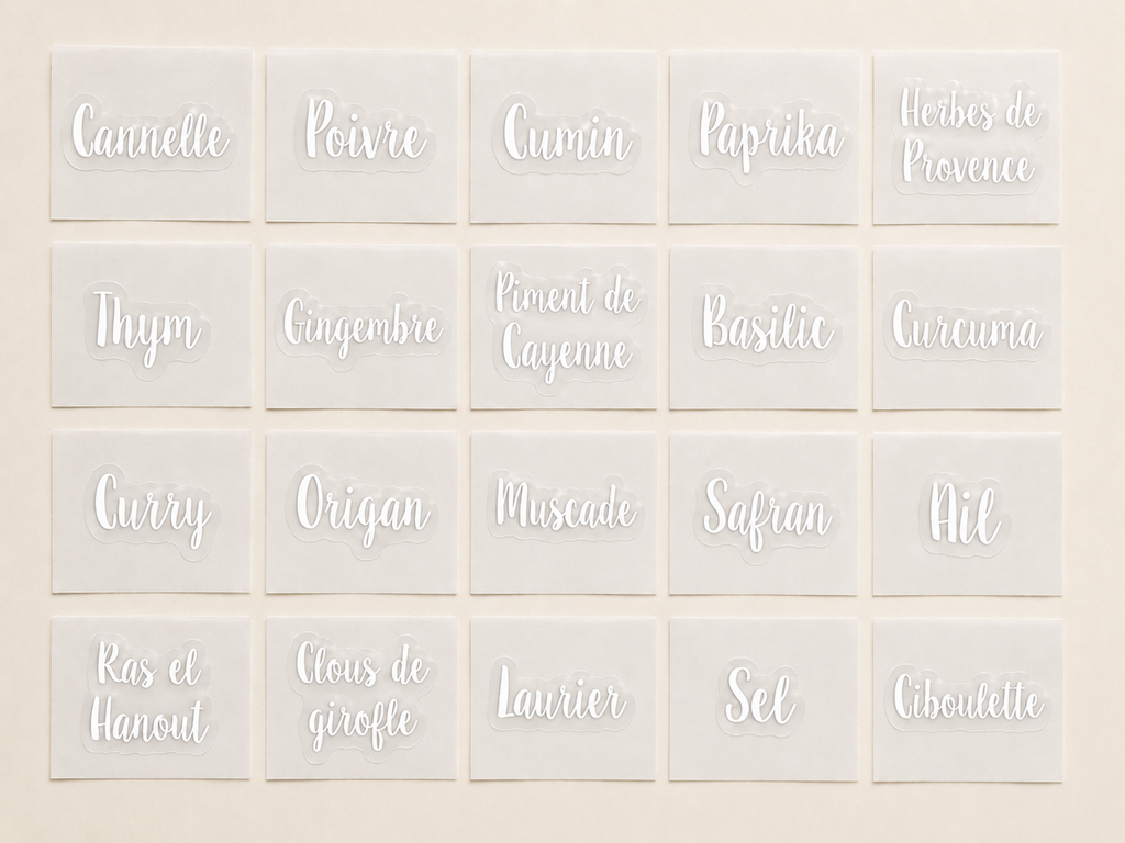 21 Etiquettes pots à épices ( vinyl)