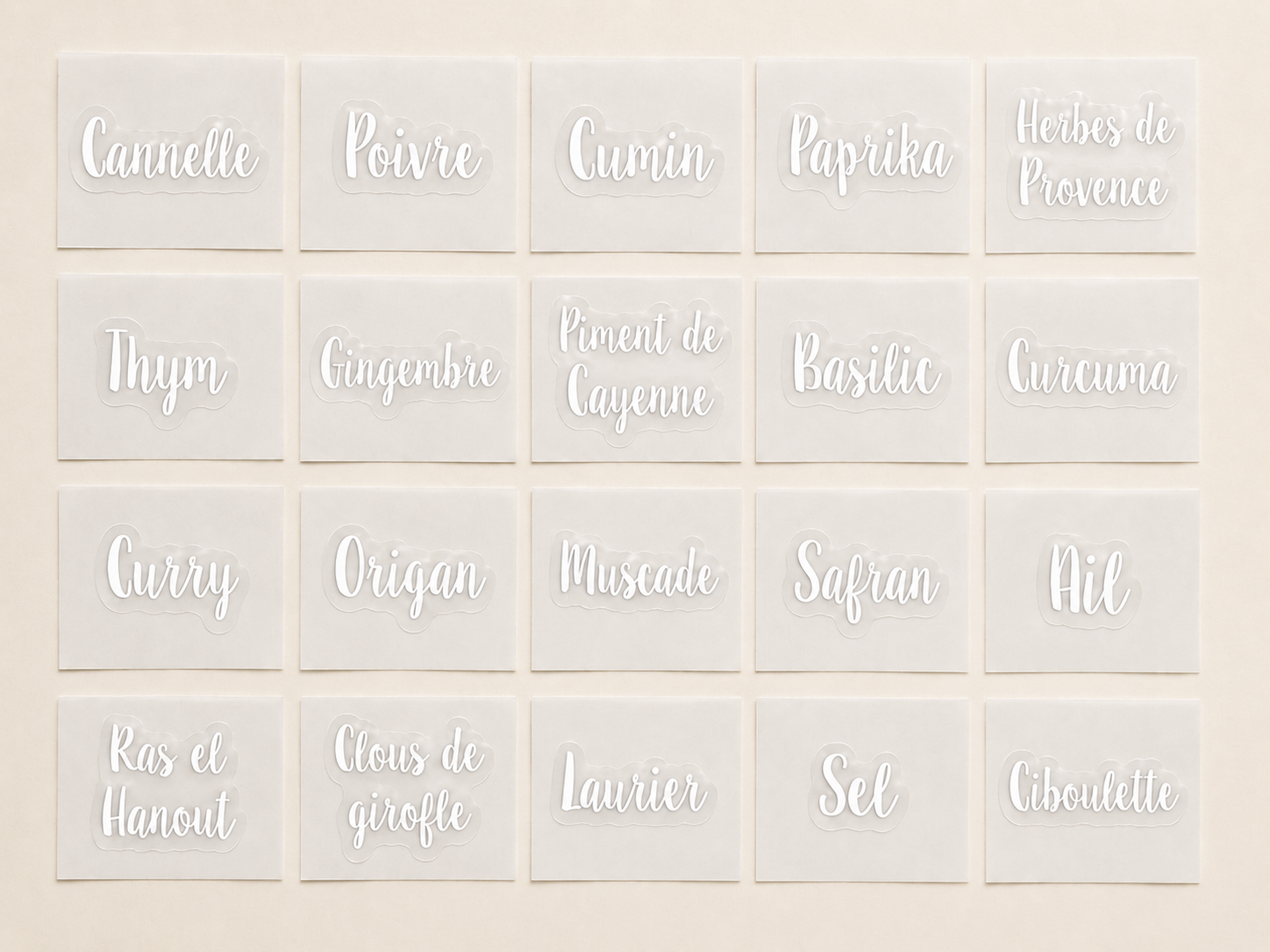 21 Etiquettes pots à épices ( vinyl)
