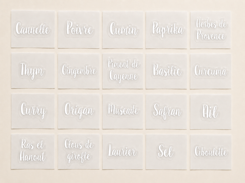 21 Etiquettes pots à épices ( vinyl)
