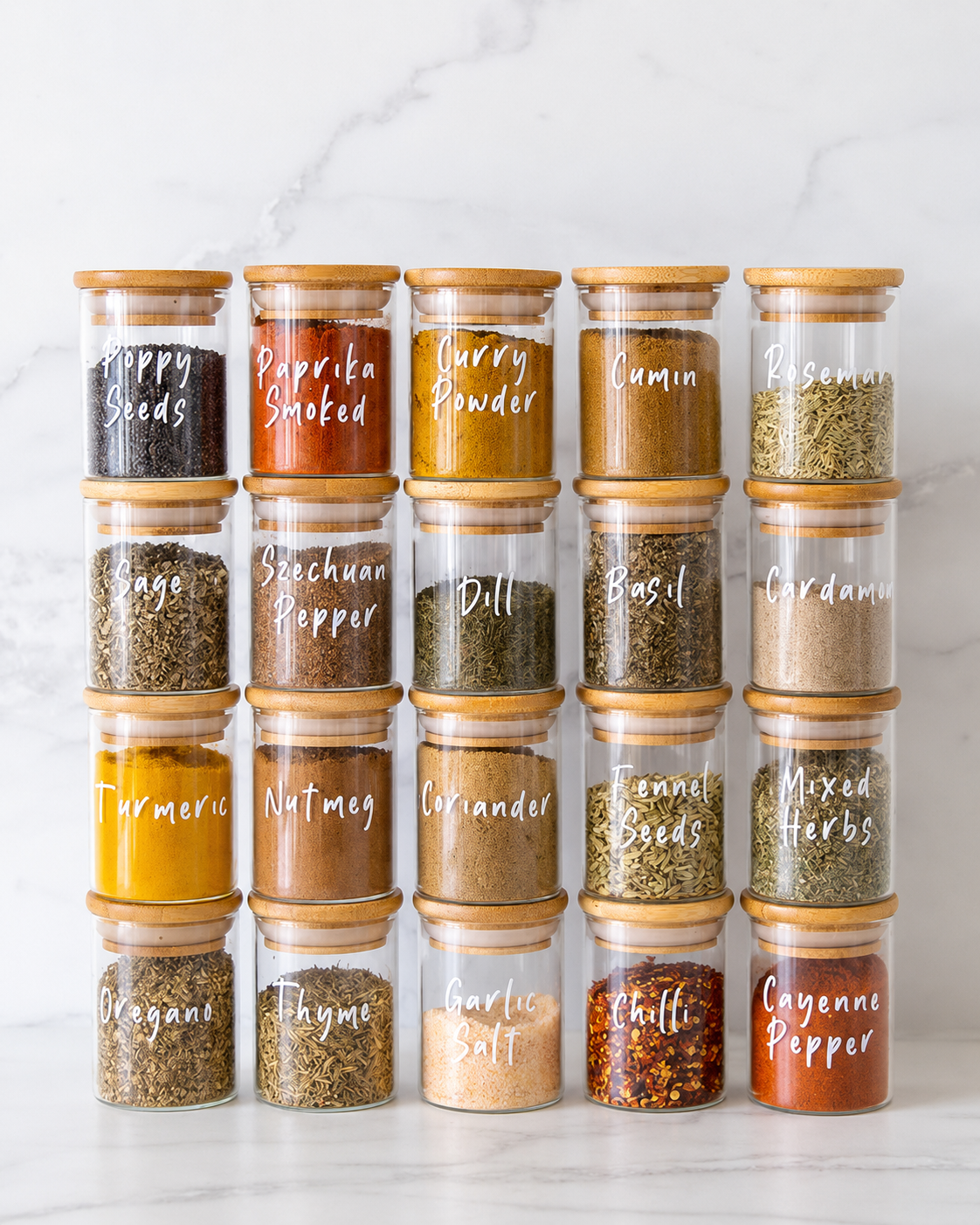 Bocaux pour épices borosilicate & Bambou