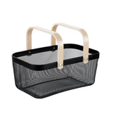 Large Basket with Wooden Handle