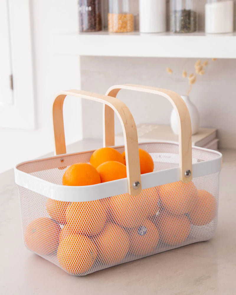 Large Basket with Wooden Handle